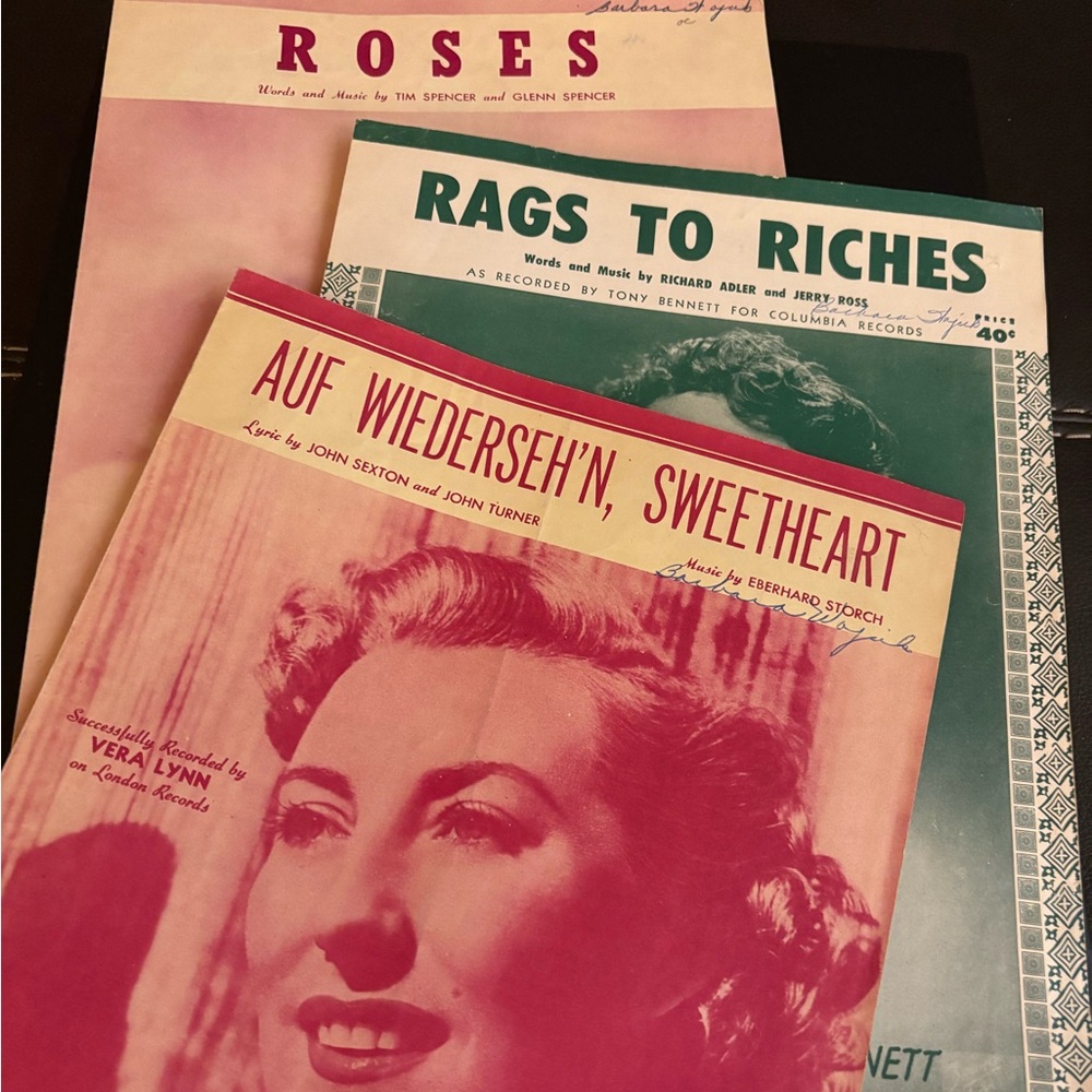 Vintage Sheet Music Collection. Rags 2 riches , Tony Bennett ,Roses , Sweetheart